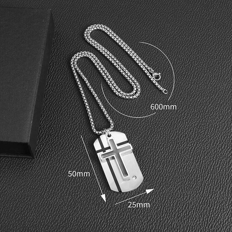 Meeste ristist kaelakee roostevabast terasest hõbedase värviga usuristi piiblisalm Koerasildi ripats kaelakee sünnipäevakingitused poistele