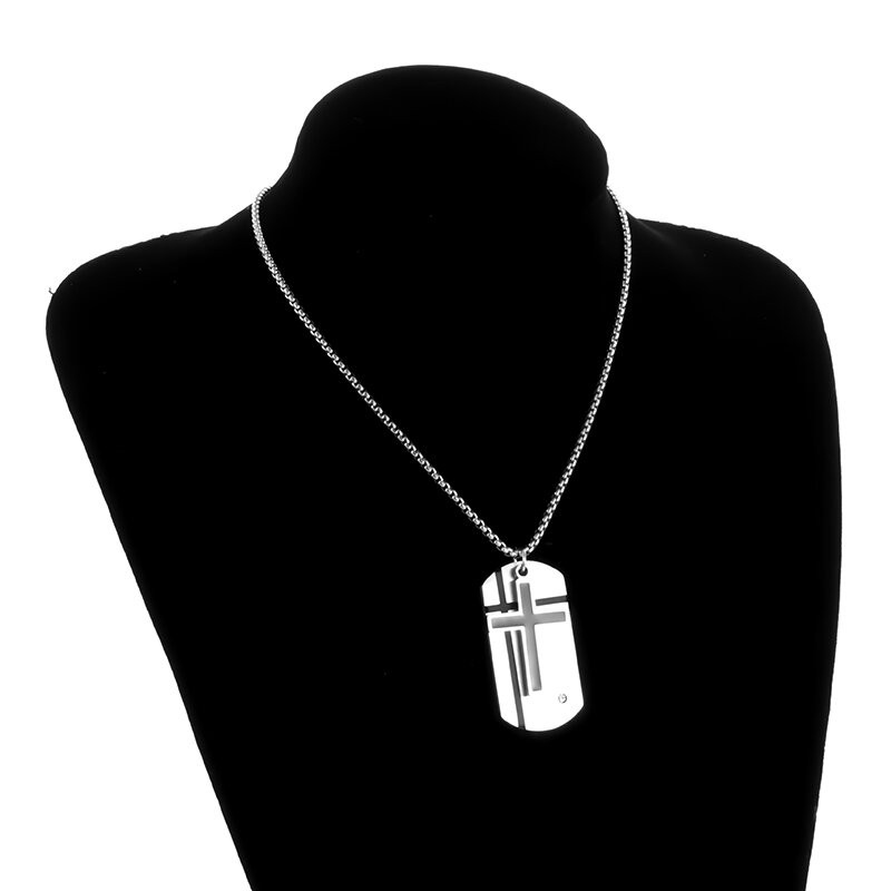 Meeste ristist kaelakee roostevabast terasest hõbedase värviga usuristi piiblisalm Koerasildi ripats kaelakee sünnipäevakingitused poistele