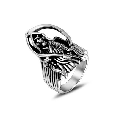 Vintage Unique Grim Reaper Skull Ring for Men Gothic 316L από ανοξείδωτο ατσάλι Death Skull Rings Cool κυρίαρχα κοσμήματα Χονδρική