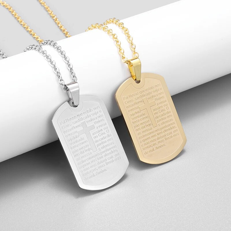 Vīriešu retro kristiešu Bībeles krusta divpusējas kulonu kaklarota, moderna, šarmanti reliģiska stila gadījuma ballītes rotaslietas dāvana