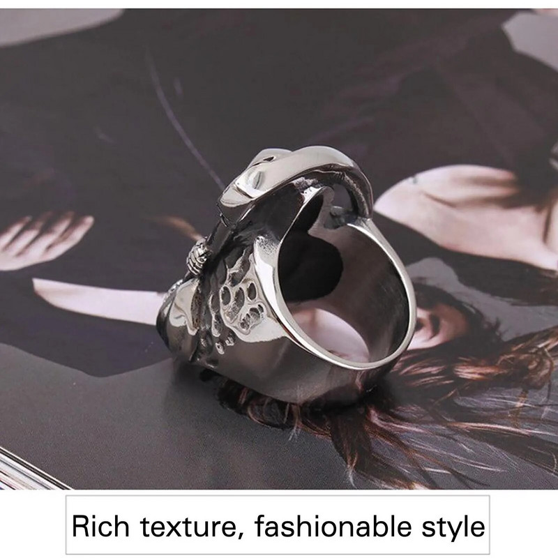 Δαχτυλίδι κρανίου ρετρό πανκ για άντρες υψηλής ποιότητας από ανοξείδωτο ατσάλι Hip Hop Rock Δώρα για δημιουργικά ανδρικά πάρτι κοσμήματα