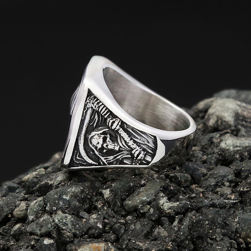 Vintage nerūsējošā tērauda nāves sirpjveida galvaskausa gredzeni vīriešiem panku hiphopa dominējošais galvaskauss gredzenu ballīte motociklistu rotaslietas dāvanas vairumtirdzniecība