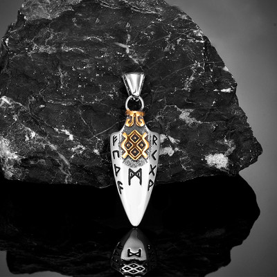 Norvēģijas rūnas Odina šķēps Gungnir kaklarota vīriešiem zelta krāsā nerūsējošā tērauda bultas uzgaļa kulons Valknut talismans vīriešu vikingu rotaslietas
