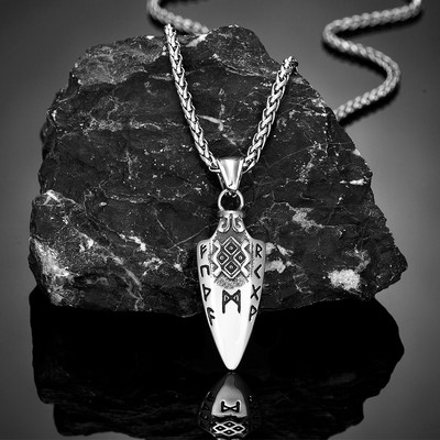 Norvēģijas rūnas Odina šķēps Gungnir kaklarota vīriešiem zelta krāsā nerūsējošā tērauda bultas uzgaļa kulons Valknut talismans vīriešu vikingu rotaslietas