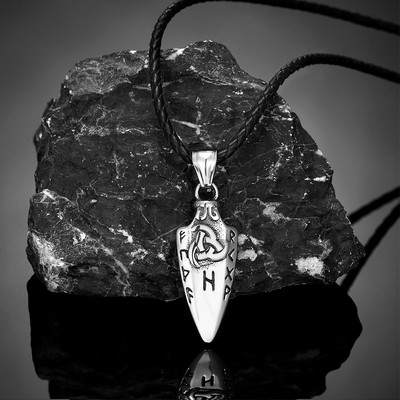 Norvēģijas rūnas Odina šķēps Gungnir kaklarota vīriešiem zelta krāsā nerūsējošā tērauda bultas uzgaļa kulons Valknut talismans vīriešu vikingu rotaslietas
