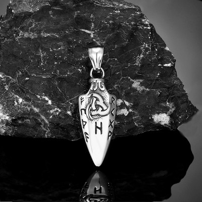 Norvēģijas rūnas Odina šķēps Gungnir kaklarota vīriešiem zelta krāsā nerūsējošā tērauda bultas uzgaļa kulons Valknut talismans vīriešu vikingu rotaslietas