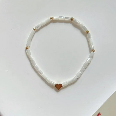 Pašdarināta dabīgā apvalka elastīga rokassprādze ar pērlītēm sievišķīga temperamenta vienkārša plāna ķēdes locītava valkāšana šarms rotaslietas dāvanas