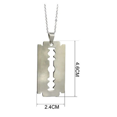Uniszex rozsdamentes egyedi acél borotvapenge formájú medál nyaklánc férfi hip-hop dog nyakláncok vadonatúj női medálok