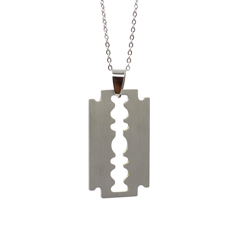 Uniszex rozsdamentes egyedi acél borotvapenge formájú medál nyaklánc férfi hip-hop dog nyakláncok vadonatúj női medálok