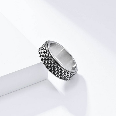 Vintage Δαχτυλίδι Dragon Scale for Men Punk Personality Περιστρεφόμενο δαχτυλίδι από ατσάλι τιτανίου που ανακουφίζει από το άγχος Δώρο κοσμημάτων χονδρικής