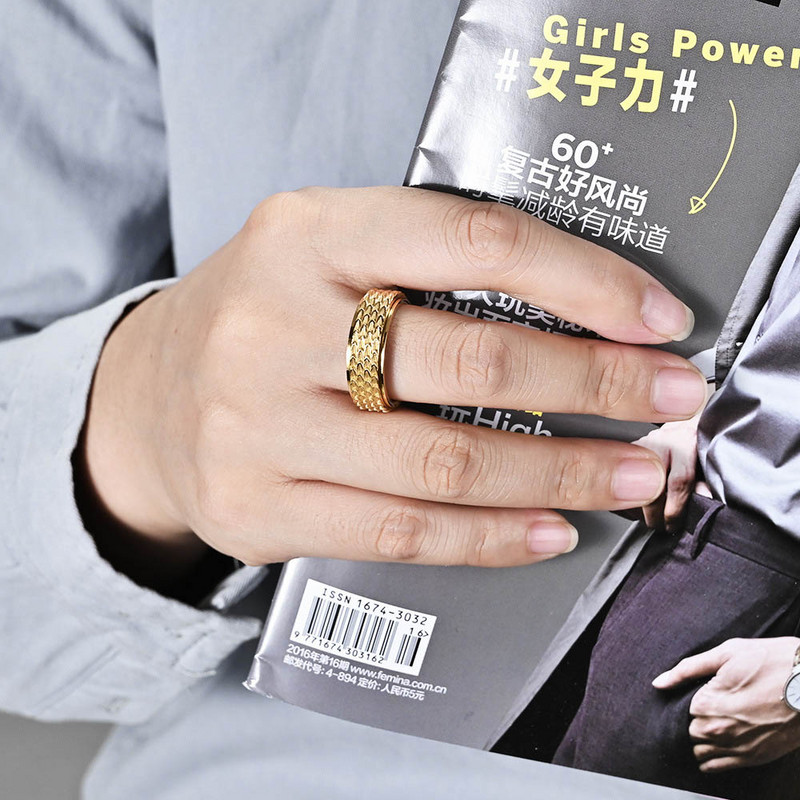 Vintage Δαχτυλίδι Dragon Scale for Men Punk Personality Περιστρεφόμενο δαχτυλίδι από ατσάλι τιτανίου που ανακουφίζει από το άγχος Δώρο κοσμημάτων χονδρικής