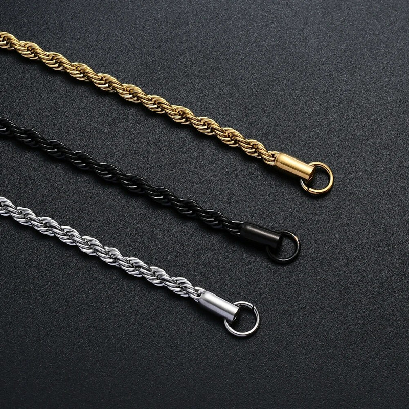 Hulgihind 316L Roostevabast terasest Kuldne Must Keeratud Tross Keti Käevõru Meestele ja Naistele Moe Kingitus Ehted