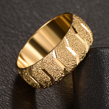 Матирани сватбени пръстени от гуми за мъже, широк златен цвят от неръждаема стомана, романтична годишнина, дамски бижута