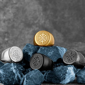 Kompass Pasaules karte Melns vīriešu gredzens panks hiphops vienkāršs nerūsējošā tērauda vīriešu gredzenu aksesuāri rotaslietas radošas dāvanas vairumtirdzniecība