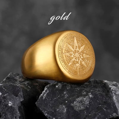 Kompass Pasaules karte Melns vīriešu gredzens panks hiphops vienkāršs nerūsējošā tērauda vīriešu gredzenu aksesuāri rotaslietas radošas dāvanas vairumtirdzniecība