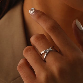Пръстени от неръждаема стомана Френски ретро издълбан геометричен тороидален пръстен Прост отворен пръстен за жени Бижута Най-добър приятел Изискани подаръци