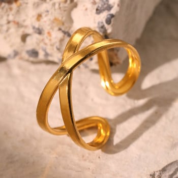 Пръстени от неръждаема стомана Френски ретро издълбан геометричен тороидален пръстен Прост отворен пръстен за жени Бижута Най-добър приятел Изискани подаръци