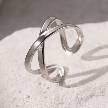 Δαχτυλίδια από ανοξείδωτο ατσάλι Γαλλικό ρετρό κούφιο γεωμετρικό δαχτυλίδι απλό ανοιχτό δαχτυλίδι για γυναίκες Κοσμήματα Καλύτερης φίλης Εκλεκτά δώρα