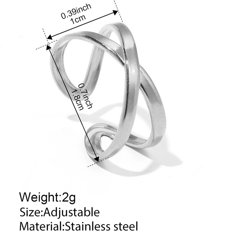 Roostevabast terasest sõrmused Prantsuse retroõõnestusega geomeetriline toroidaalne sõrmus Lihtne avatud sõrmus naistele Ehted Parim sõber Peened kingitused