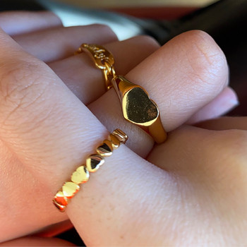 Δαχτυλίδια καρδιά από ανοξείδωτο ατσάλι για γυναίκες χρυσό χρώμα Δαχτυλίδια γάμου για ζευγάρια αισθητική μόδα κοσμήματα δώρο μαμάς για την ημέρα του Αγίου Βαλεντίνου
