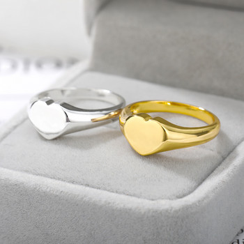 Пръстени със сърца от неръждаема стомана за жени Златен цвят Сватбени пръстени за двойка Естетични модни бижута Подарък за майка Свети Валентин