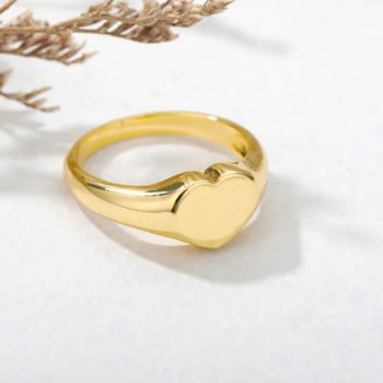 Пръстени със сърца от неръждаема стомана за жени Златен цвят Сватбени пръстени за двойка Естетични модни бижута Подарък за майка Свети Валентин