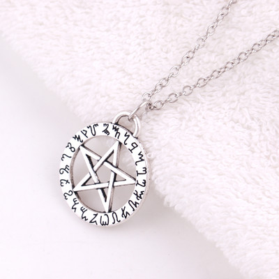 WITCH RŪNA PENTAKLIS Kulons, melns ādas virvju ķēdes kaklarotas ar zvaigzni