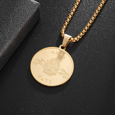 Stiilne roostevabast terasest ripats Stoic Philosophy märgiga kaelakee meestele naistele hiphop ehte kingitus