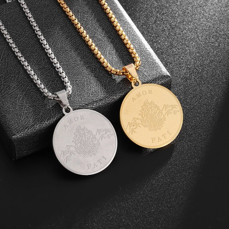 Stiilne roostevabast terasest ripats Stoic Philosophy märgiga kaelakee meestele naistele hiphop ehte kingitus