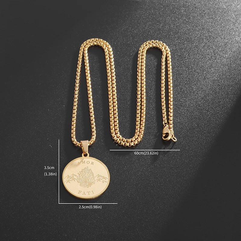 Stiilne roostevabast terasest ripats Stoic Philosophy märgiga kaelakee meestele naistele hiphop ehte kingitus