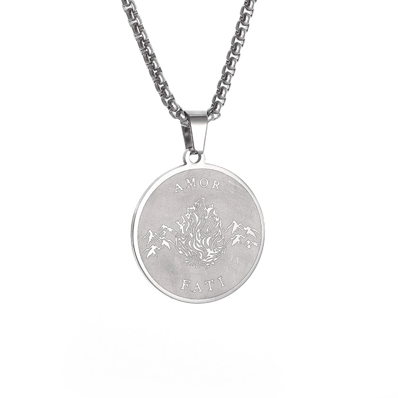 Stiilne roostevabast terasest ripats Stoic Philosophy märgiga kaelakee meestele naistele hiphop ehte kingitus