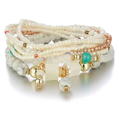 8 tk/komplekt Bohemian käsitööna valmistatud helmestest käevõrude komplekt naiste suvine värviline helmeskett käevõru Käevõru tüdrukutele Boho ehted aksessuaarid