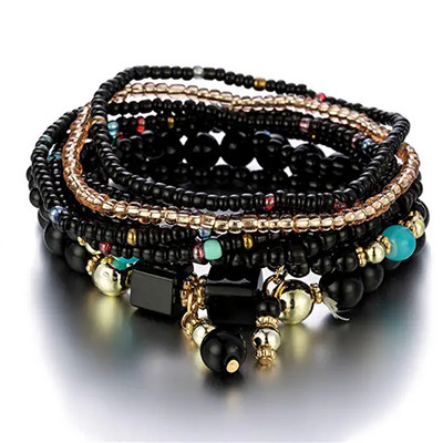 8 tk/komplekt Bohemian käsitööna valmistatud helmestest käevõrude komplekt naiste suvine värviline helmeskett käevõru Käevõru tüdrukutele Boho ehted aksessuaarid