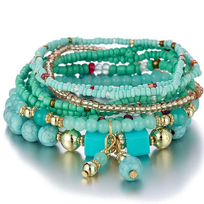 8 tk/komplekt Bohemian käsitööna valmistatud helmestest käevõrude komplekt naiste suvine värviline helmeskett käevõru Käevõru tüdrukutele Boho ehted aksessuaarid