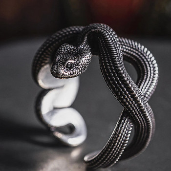 QN Domineering Retro Snake Ring Zodiac Snake Ръчно изработен мъжки пръстен National Tide Колие Висулка Аксесоари за бижута