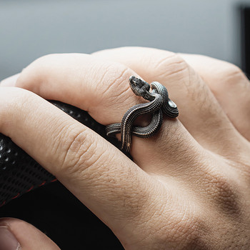 QN Domineering Retro Snake Ring Zodiac Snake Ръчно изработен мъжки пръстен National Tide Колие Висулка Аксесоари за бижута