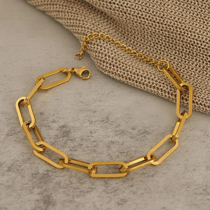 Nerūsējošā tērauda rokassprādzes Modes saspraudes saišu ķēde Viegla Luksusa Zelta Krāsa Šarms Rokassprādze Sievietēm Juvelierizstrādājumi Ballīte Izsmalcinātas Dāvanas