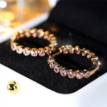 Луксозни дамски малки черни кръгли обеци, очарователни, цвят жълто злато, модерни сватбени бижута с камък циркон