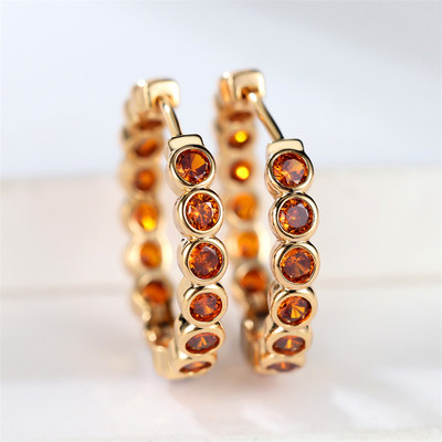 Prabangūs moteriški maži juodi apvalūs auskarai žavūs geltono aukso spalvos madingi cirkonio akmens vestuviniai papuošalai