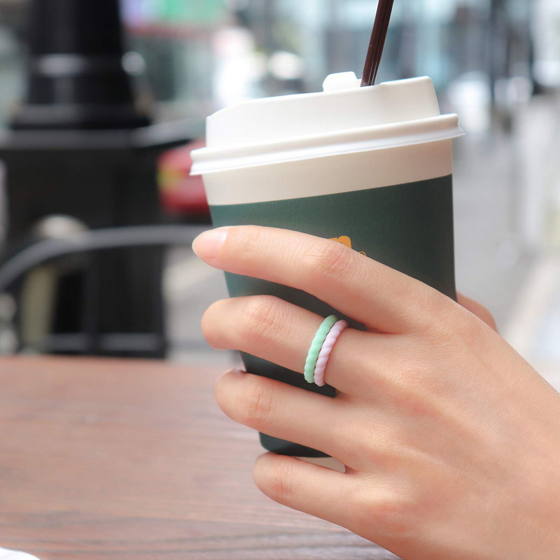 Geedyn 3mm laius suurus 4-10 painduv punutud 3 värvi silikoonist sõrmuse komplekt Sport tüdrukutele Mood pulmakingitused