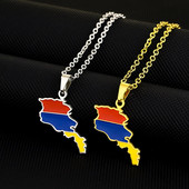 Armēnijas Republikas karte Karogs Kulons Kaklarota Nerūsējošā tērauda Vīrieši Sievietes Etniskās kartes Rotaslietas Dāvana