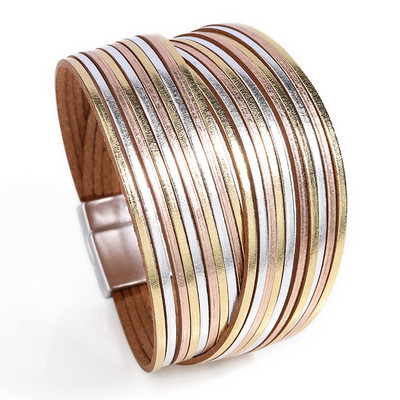 WYBU segavärvi mitmekihiline naiste käevõru Käsitsi valmistatud nahast käevõru naistele magnetpandlaga lai käevõru 2021 moeehted