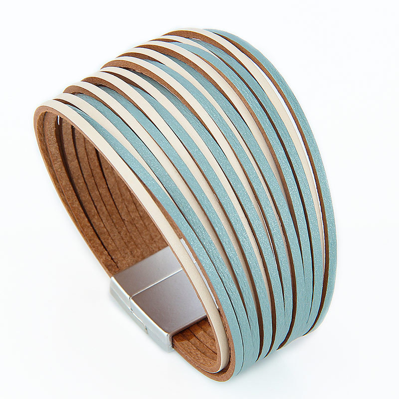 WYBU segavärvi mitmekihiline naiste käevõru Käsitsi valmistatud nahast käevõru naistele magnetpandlaga lai käevõru 2021 moeehted