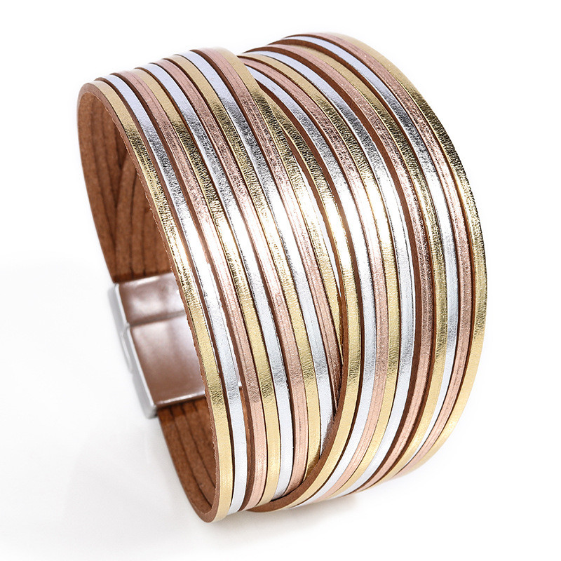 WYBU segavärvi mitmekihiline naiste käevõru Käsitsi valmistatud nahast käevõru naistele magnetpandlaga lai käevõru 2021 moeehted