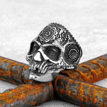 Gothic Punk Satanic Devil Skull Δαχτυλίδι ζώων Vintage Steampunk Ανδρικό δαχτυλίδι Viking από ανοξείδωτο ατσάλι Hiphop μοτοσυκλέτα κοσμήματα ποδηλάτης