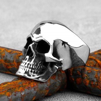 Gothic Punk Satanic Devil Skull Δαχτυλίδι ζώων Vintage Steampunk Ανδρικό δαχτυλίδι Viking από ανοξείδωτο ατσάλι Hiphop μοτοσυκλέτα κοσμήματα ποδηλάτης