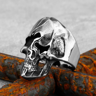 Gothic Punk Satanic Devil Skull Δαχτυλίδι ζώων Vintage Steampunk Ανδρικό δαχτυλίδι Viking από ανοξείδωτο ατσάλι Hiphop μοτοσυκλέτα κοσμήματα ποδηλάτης