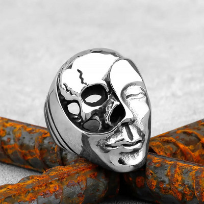 Gothic Punk Satanic Devil Skull Δαχτυλίδι ζώων Vintage Steampunk Ανδρικό δαχτυλίδι Viking από ανοξείδωτο ατσάλι Hiphop μοτοσυκλέτα κοσμήματα ποδηλάτης