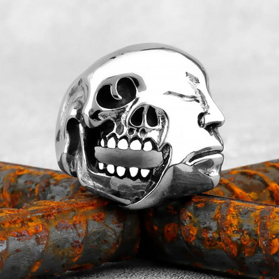 Gothic Punk Satanic Devil Skull Δαχτυλίδι ζώων Vintage Steampunk Ανδρικό δαχτυλίδι Viking από ανοξείδωτο ατσάλι Hiphop μοτοσυκλέτα κοσμήματα ποδηλάτης