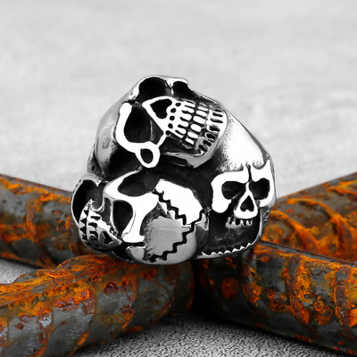 Gothic Punk Satanic Devil Skull Δαχτυλίδι ζώων Vintage Steampunk Ανδρικό δαχτυλίδι Viking από ανοξείδωτο ατσάλι Hiphop μοτοσυκλέτα κοσμήματα ποδηλάτης